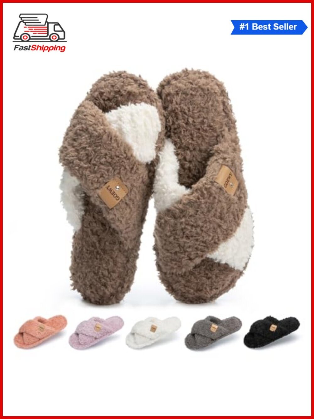 ✨ GOEWY Fuzzy Open Toe Slippers Women Cozy Memory Foam House Shoes Indoor
